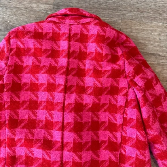 Pink & Red Plaid Winter Pea Coat - Picture 10 of 11